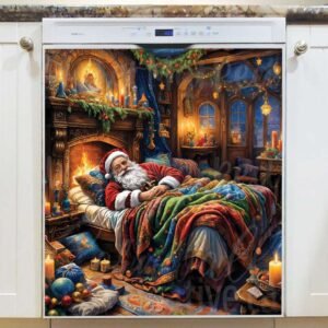Santa in His Bed Magnetic Dishwasher Door Cover