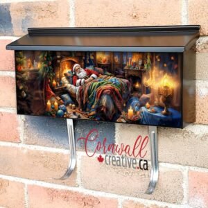 Santa in His Bed Wall-mounted Townhouse Mailbox Cover
