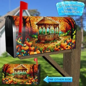 Stained Glass Autumn Gazebo Rural Farm Mailbox Cover