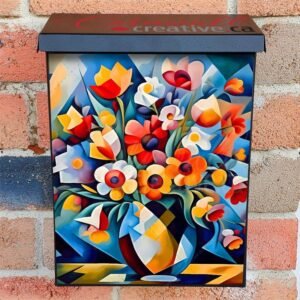 Cubist Style Abstract Flowers Colonial Mailbox Cover