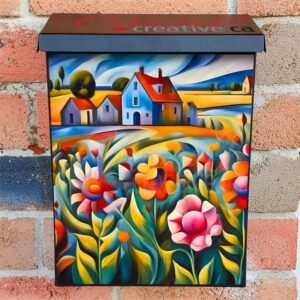 Cubist Style Abstract Landscape Colonial Mailbox Cover