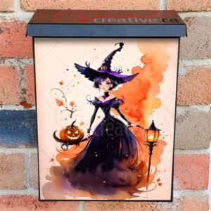 Pretty Halloween Witch Colonial Mailbox Cover