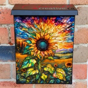 Stained Glass Sunflower Meadow Colonial Mailbox Cover