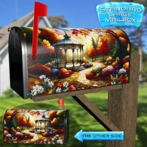 Stained Glass Autumn Park Gazebo Rural Farm Mailbox Cover