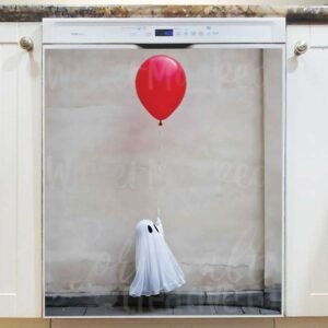 Little Ghost with a Balloon Magnetic Dishwasher Door Cover