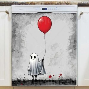 Little Ghost with a Red Balloon Magnetic Dishwasher Door Cover