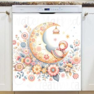 Scandinavian Folklore Moon and Girl Magnetic Dishwasher Door Cover