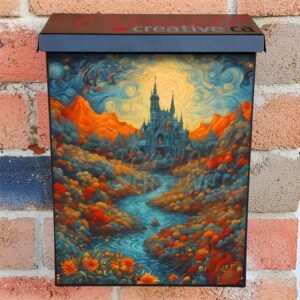 Whimsical Castle by the River Colonial Mailbox Cover