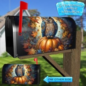 Owl on a Big Autumn Pumpkin Rural Farm Mailbox Cover
