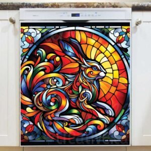 Stained Glass Fantasy Rabbit Magnetic Dishwasher Door Cover