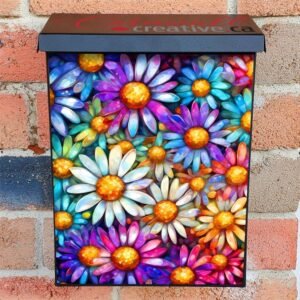 Beautiful Mosaic Daisies Colonial Mailbox Cover