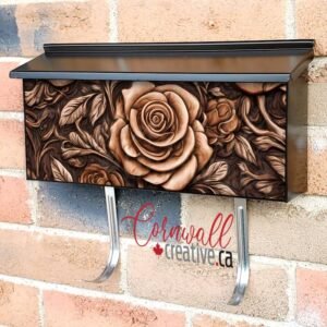 Carved Wood Roses Design Wall-mounted Townhouse Mailbox Cover