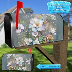 Cute Whimsical White Flowers Rural Farm Mailbox Cover