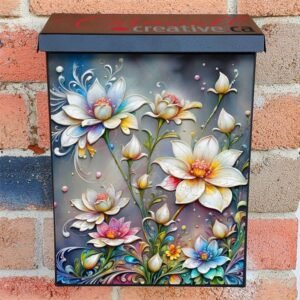Beautiful White Whimsical Flowers Colonial Mailbox Cover