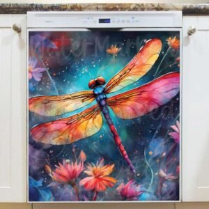 Abstract Flying Dragonfly Magnetic Dishwasher Door Cover