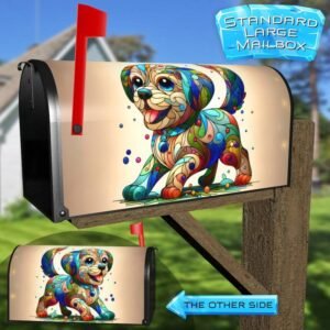 Little Stained Glass Puppy Rural Farm Mailbox Cover