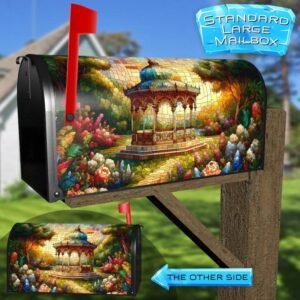 Stained Glass Gazebo in the Park Rural Farm Mailbox Cover