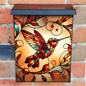 Stained Glass Little Hummingbird Colonial Mailbox Cover
