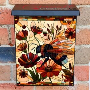 Stained Glass Bumblebee Colonial Mailbox Cover