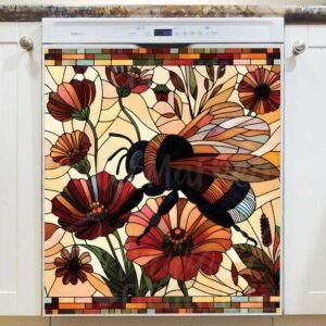 Stained Glass Bumblebee Magnetic Dishwasher Door Cover
