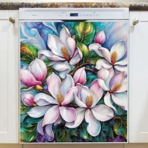 Beautiful Blooming Magnolias Magnetic Dishwasher Door Cover