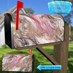Gorgeous Pink and Gold Marble Design Rural Farm Mailbox Cover