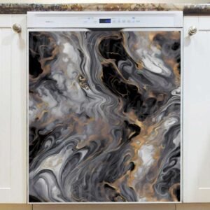 Gorgeous Gold and Grey Marble Design Magnetic Dishwasher Door Cover