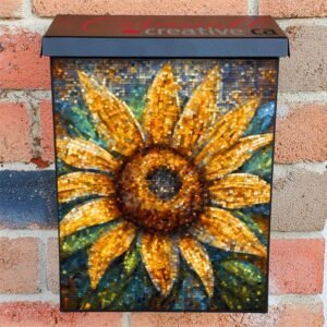 Pretty Mosaic Sunflower Colonial Mailbox Cover