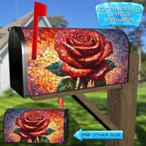 Beautiful Mosaic Rose Rural Farm Mailbox Cover