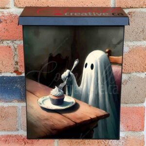 Little Ghost Eating a Cupcake  Colonial Mailbox Cover