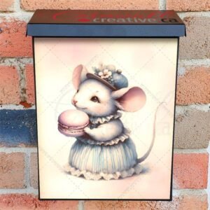 Cute Victorian Mouse with a Macaroon Colonial Mailbox Cover