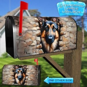 German Shepherd in the Fence Hole Rural Farm Mailbox Cover