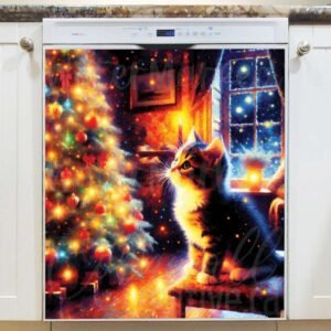 Kitten’s First Christmas Magnetic Dishwasher Door Cover