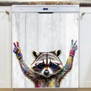 Raccoon in Sunglasses Magnetic Dishwasher Door Cover
