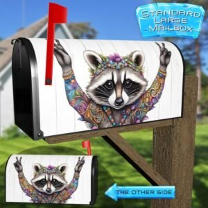 Cute Bohemian Raccoon Rural Farm Mailbox Cover