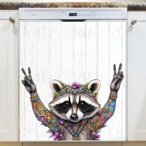 Cute Bohemian Raccoon Magnetic Dishwasher Door Cover