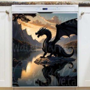Dragon in the Sunset Magnetic Dishwasher Door Cover