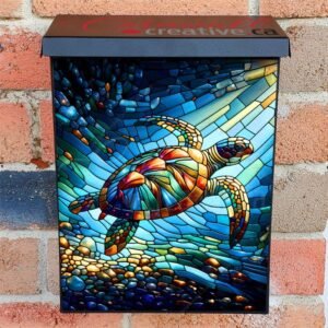 Stained Glass Turtle Colonial Mailbox Cover