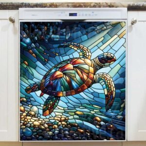 Stained Glass Turtle Magnetic Dishwasher Door Cover