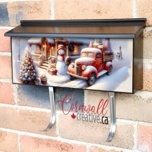 Christmas Snowman, Cottage and a Red Truck Wall-mounted Townhouse Mailbox Cover