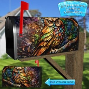 Rustic Colorful Autumn Owl Rural Farm Mailbox Cover