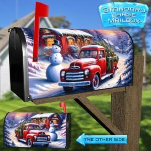 Christmas Truck at the Cottage Rural Farm Mailbox Cover