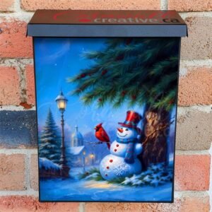 Christmas Snowman with a Cardinal Colonial Mailbox Cover