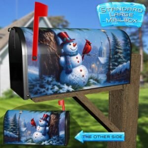 Christmas Snowman with a Cardinal Rural Farm Mailbox Cover