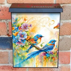 Blue Birds on a Blooming Branch Colonial Mailbox Cover