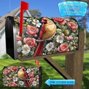 Female Cardinal and Roses Rural Farm Mailbox Cover