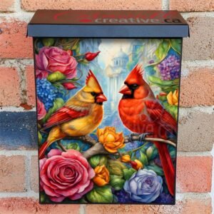 Cardinal Couple in the City Colonial Mailbox Cover