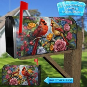 Cardinal Couple in the City Rural Farm Mailbox Cover