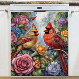 Cardinal Couple in the City Magnetic Dishwasher Door Cover