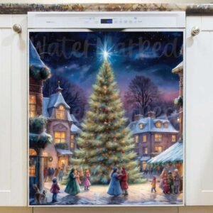 Victorian Christmas Town Magnetic Dishwasher Door Cover
